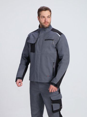 Куртка ProfLineLeader (тк.Хлопок/Спандекс,260), серый/черный