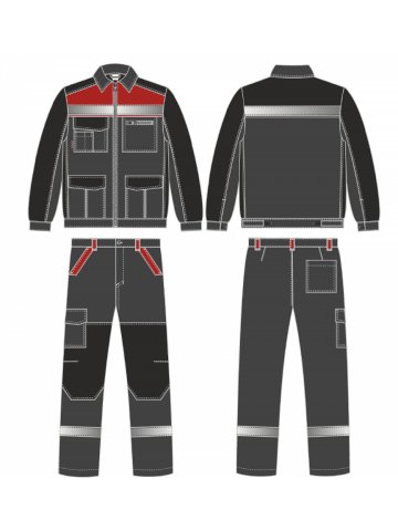Костюм ProfLineBase-1 (тк.Твил,210) брюки, т.серый/черный/красный